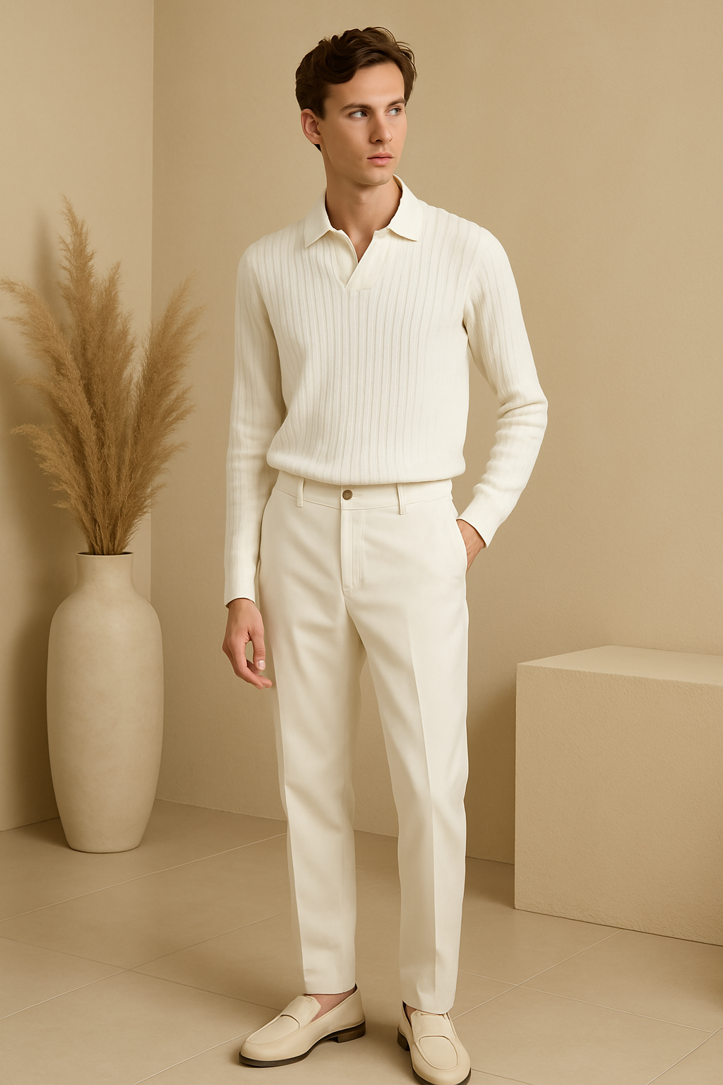 Polo à rayures à manches longues