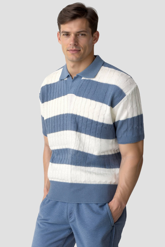 Polo à Rayures Blanches