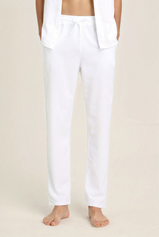 Pantalon léger en coton et lin de plage