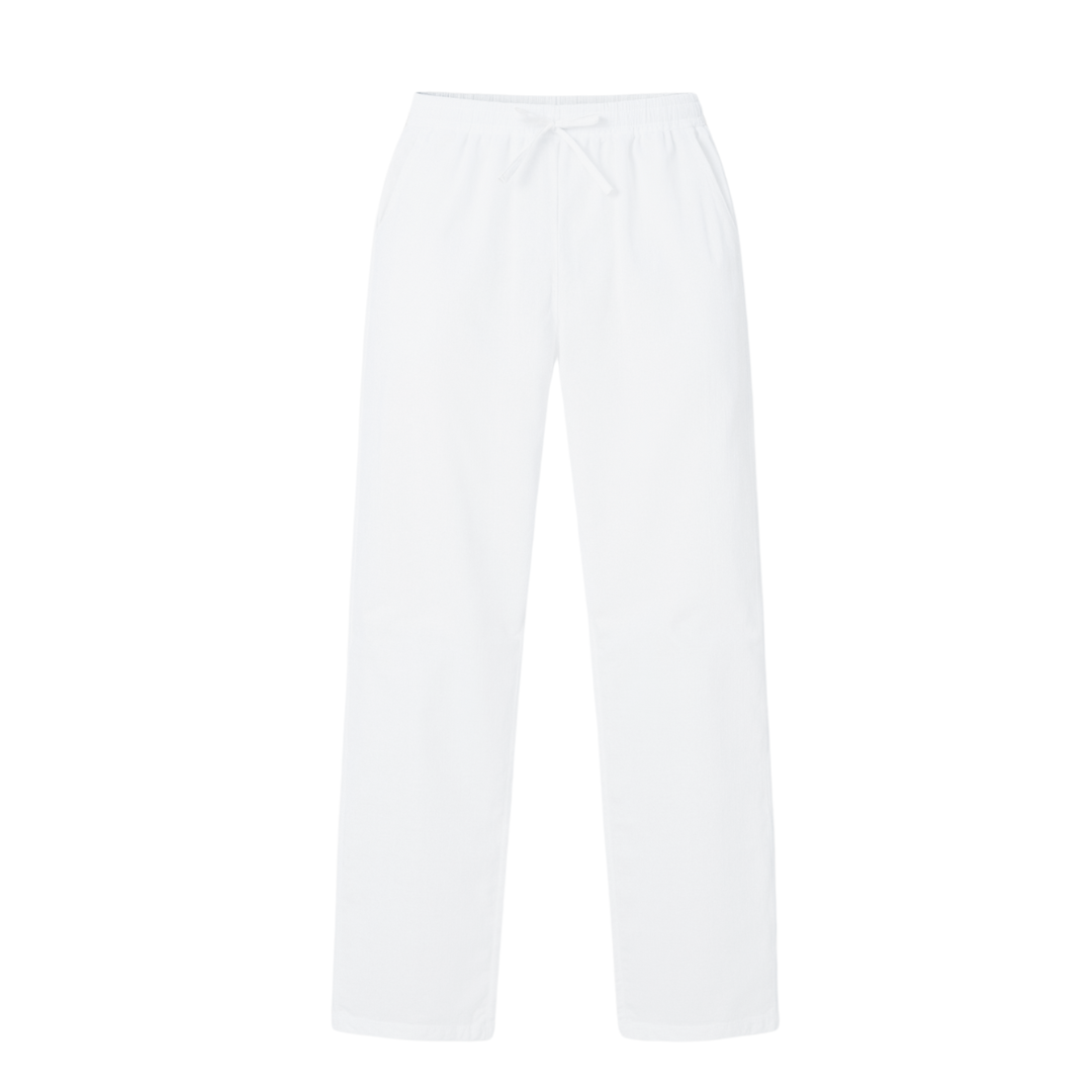 Pantalons à cordon en mélange de coton et de lin