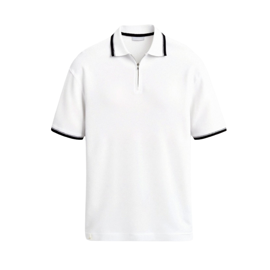 Polo de golf en tricot à zip quart