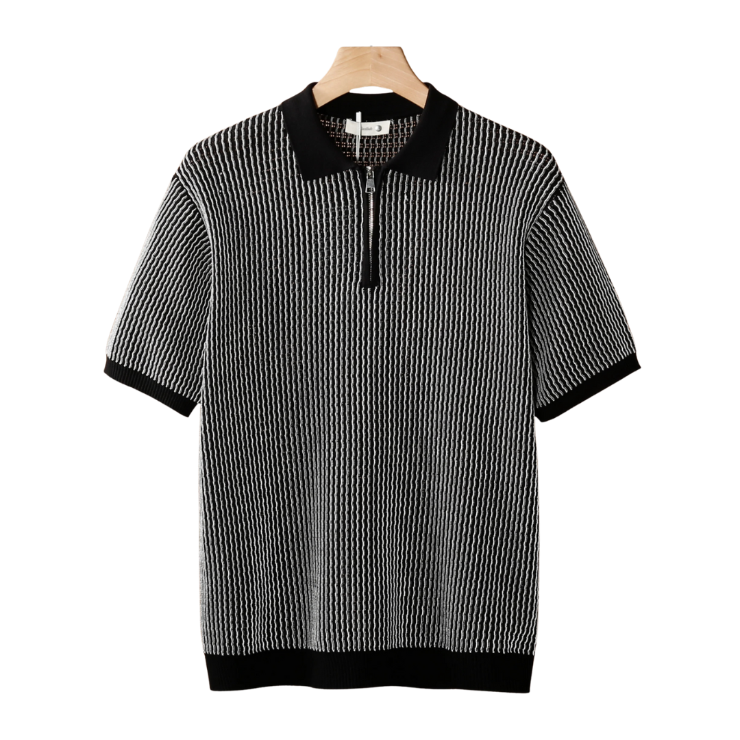 POLO À ZIP GEOMETRIQUE TEXTURÉ