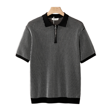 POLO À ZIP GEOMETRIQUE TEXTURÉ