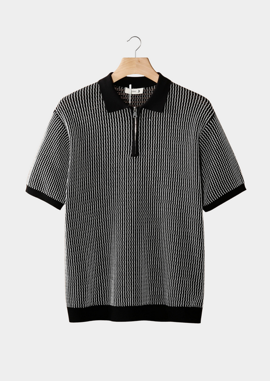 POLO À ZIP GEOMETRIQUE TEXTURÉ